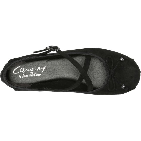 Circus NY by Sam Edelman Women's Black SuedeLeather Cross Strap Zuri Ballet Flat - Picture 5 of 7